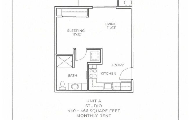 Studio, 1 bath, 466 sqft, $1,575, Unit D-200