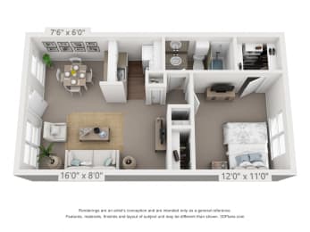 1 bed, 1 bath, 576 sqft, $1,045