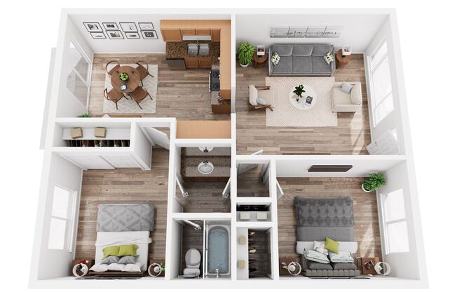 2 beds, 1 bath, 740 sqft, $1,957, Unit # 404