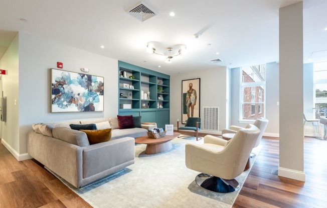 View of the resident lounge at One Wall St