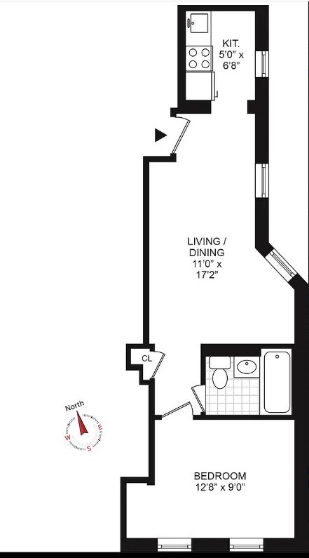 1 bed, 1 bath, 550 sqft, $3,400, Unit 6A