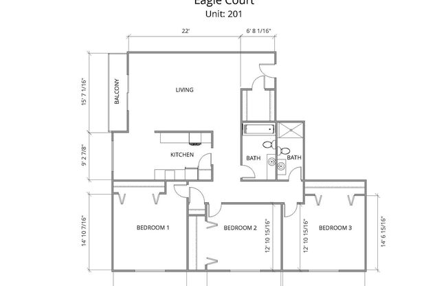 3 beds, 2 baths, 1,131 sqft, $2,895, Unit 201