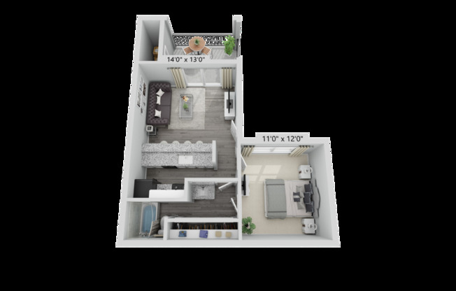 1 bed, 1 bath, 544 sqft, $1,150, Unit 163