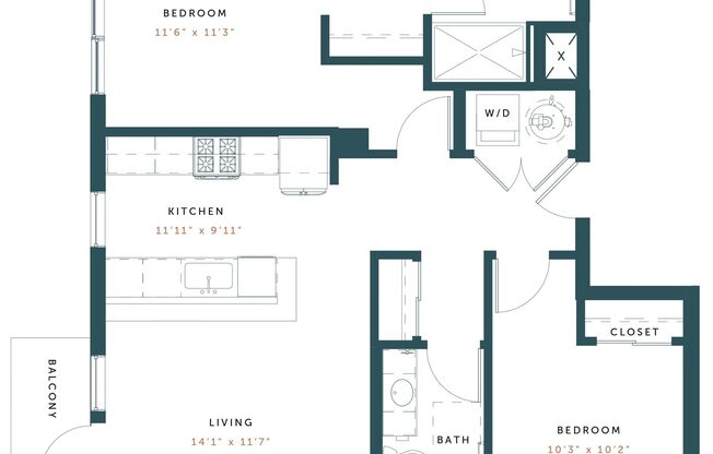 2 beds, 2 baths, 949 sqft, $2,200, Unit 101
