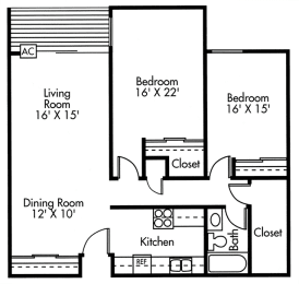 2 beds, 1 bath, 994 sqft, $1,575