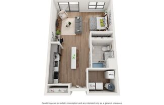 Studio, 1 bath, 617 sqft, $1,500, Unit 407