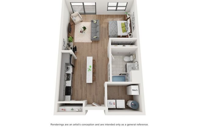 Studio, 1 bath, 617 sqft, $1,500, Unit 407