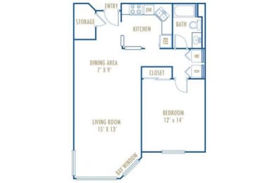 1 bed, 1 bath, 835 sqft, $1,477