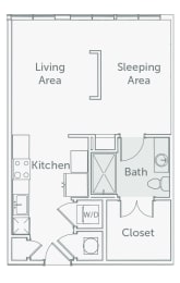 Studio, 1 bath, 604 sqft, $1,834