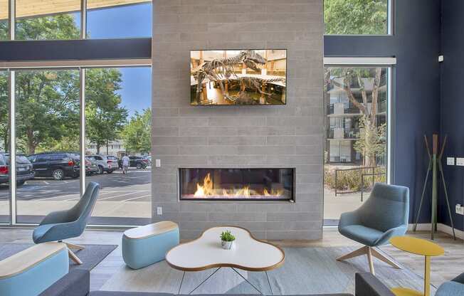 Fireplace in clubhouse