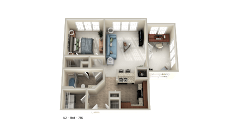 1 bed, 1 bath, 716 sqft, $1,194