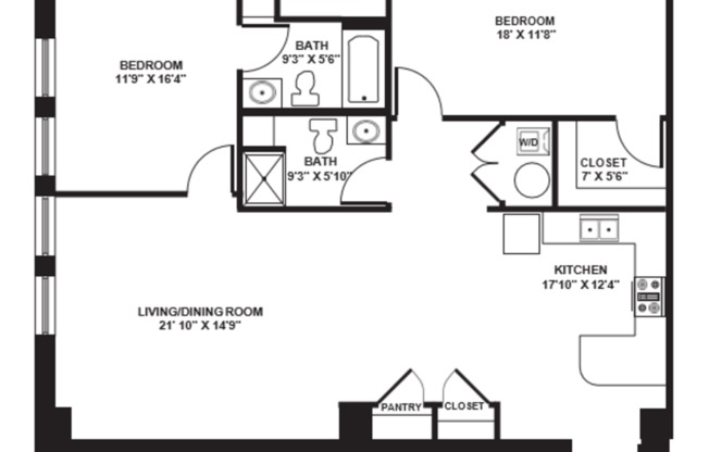 2 beds, 2 baths, 1,316 sqft, $2,600