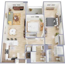 2 beds, 2 baths, 1,008 sqft, $2,369