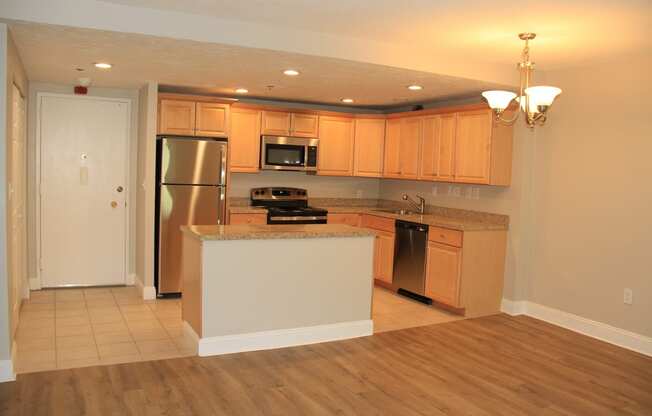 kitchen with wooden floors and wooden cabinetsat Renew Worcester, Worcester