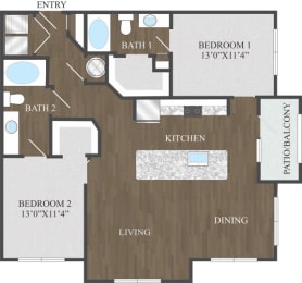2 beds, 2 baths, 1,161 sqft, $1,768