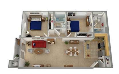 2 beds, 2 baths, 965 sqft, $2,494