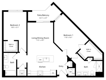 2 beds, 2 baths, 1,107 sqft, $3,013