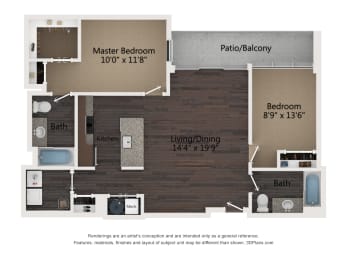 2 beds, 2 baths, 987 sqft, $3,665