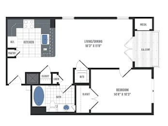 1 bed, 1 bath, 719 sqft, $1,812