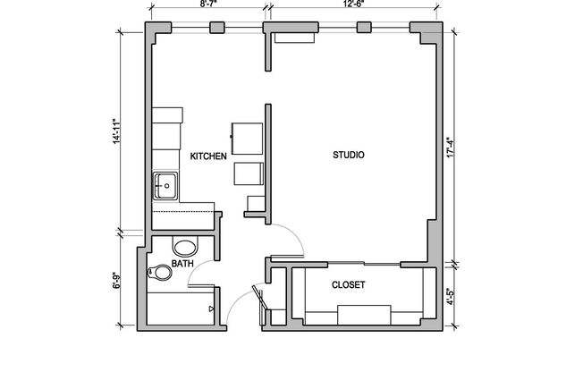 Studio, 1 bath, 510 sqft, $1,775, Unit Unit 606