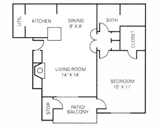 1 bed, 1 bath, 722 sqft, $1,050