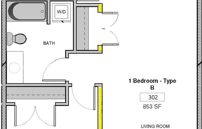 1 bed, 1 bath, 853 sqft, $1,625, Unit 307