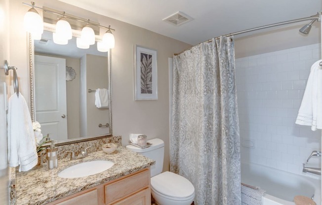 a bathroom with a shower toilet and sink