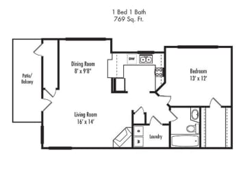 1 bed, 1 bath, 769 sqft, $2,429