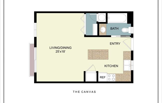 Studio, 1 bath, 450 sqft, $1,275, Unit 308