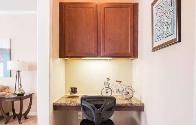 Model Built-In Desk Area at Island Park Apartments in Shreveport, Louisiana, LA