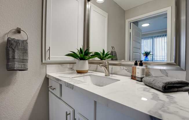 Renovated Bathrooms With Quartz Counters at Carmel Creekside, Texas