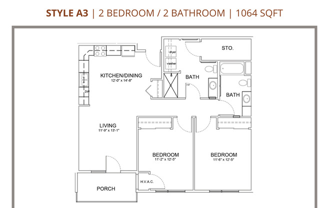 2 beds, 2 baths, 1,064 sqft, $1,695, Unit 203