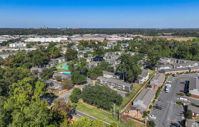 A bird's eye view of Maplewood apartments in Shreveport, LA.