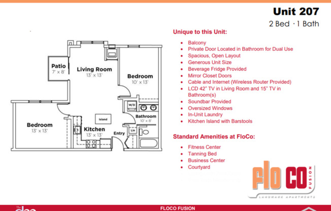 2 beds, 1 bath, 793 sqft, $1,900, Unit 207