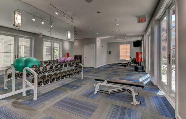 Well Equipped Fitness Center at The Saulet, New Orleans, LA,