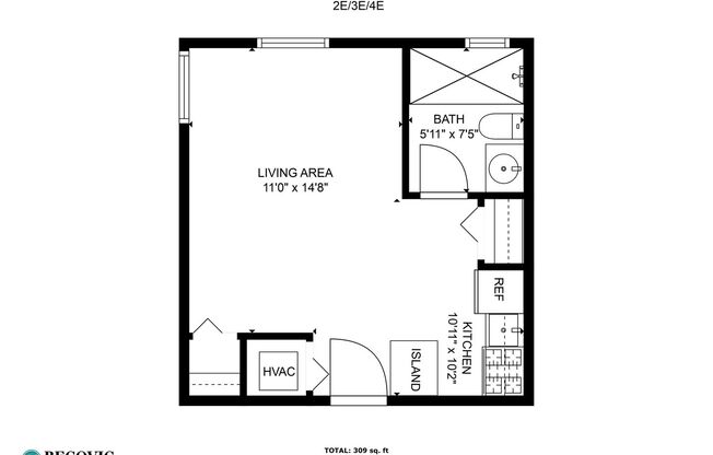 Studio, 1 bath, 250 sqft, $1,295, Unit 7456-2E