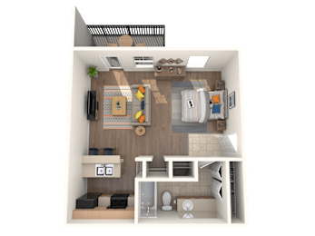 Studio, 1 bath, 512 sqft, $886
