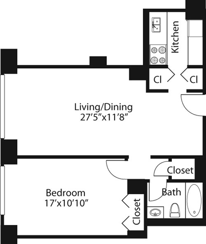 1 bed, 1 bath, 706 sqft, $5,198, Unit 14D