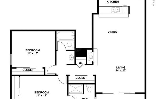 2 beds, 2 baths, 1,060 sqft, $1,675