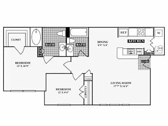 2 beds, 2 baths, 1,000 sqft, $1,675