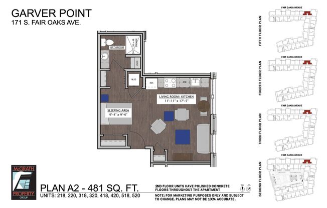 Studio, 1 bath, 481 sqft, $1,435, Unit 420