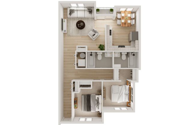 2 beds, 2 baths, 955 sqft, $2,325, Unit 504-5825