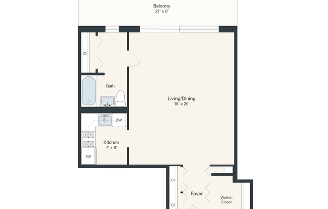 Studio, 1 bath, 500 sqft, $1,075