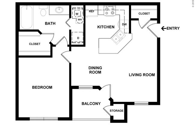 1 bed, 1 bath, 667 sqft, $1,215