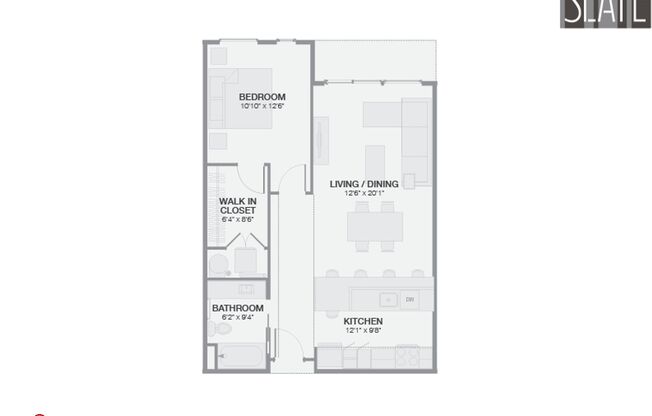 1 bed, 1 bath, 803 sqft, $1,720, Unit 402