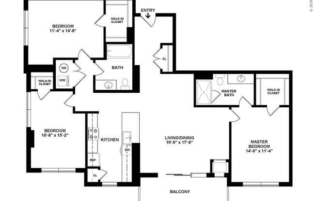 3 beds, 2 baths, 1,480 sqft, $6,115, Unit 1602