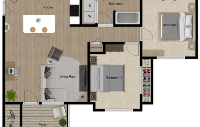 2 beds, 1 bath, 925 sqft, $1,700, Unit M103