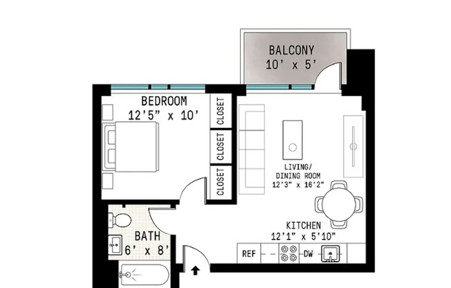 1 bed, 1 bath, $4,200, Unit 404