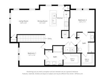 2 beds, 2 baths, 1,240 sqft, $1,759