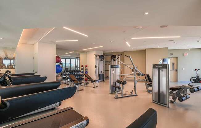 state of the art fitness equipment at K1 Apartments, San Diego, CA 92101